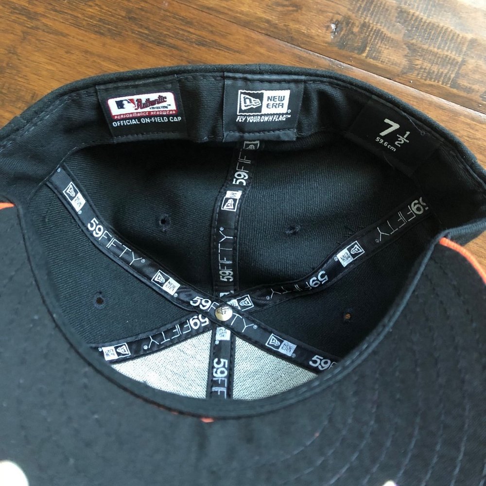 New Era 59 Fifty San Francisco Giants baseball cap hat 7.5 7 1/2 black orange - Picture 7 of 8